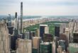 High-angle view of Midtown Manhattan with Central Park and skyscrapers in New York City.